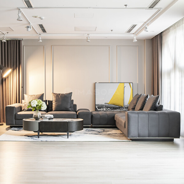 Sofa góc L Libero Da CN CP Xám đậm